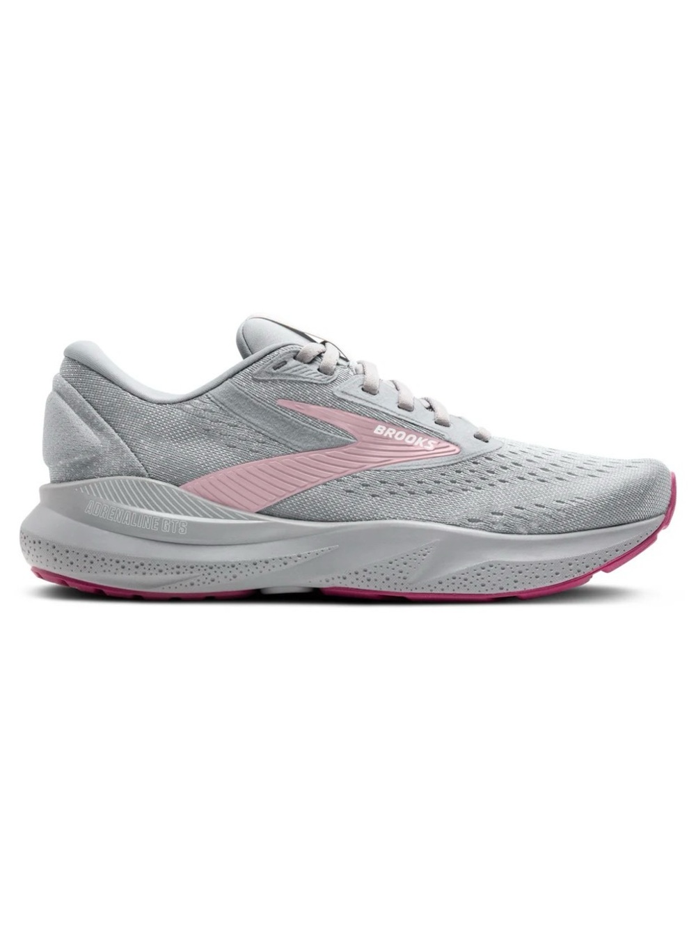 Brooks Adrenaline GTS 24 Women's Light Gray and Pink Running Sneakers Size 7.5